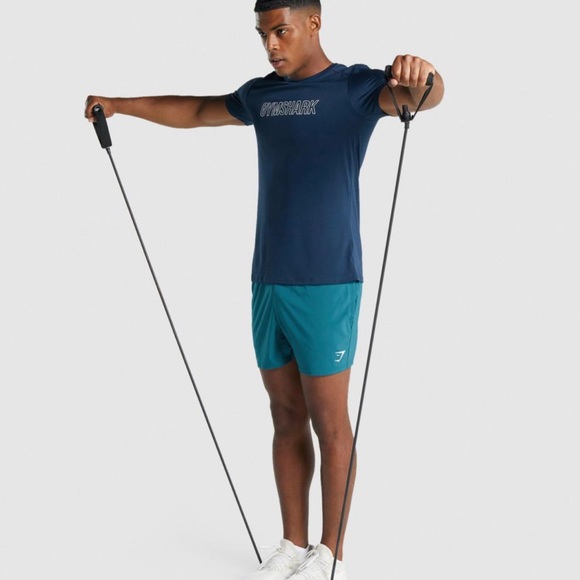 Gymshark Arrival Navy Logo Outline Dry-fit Men’s Tee T-Shirt Athletic Workout - Picture 4 of 7